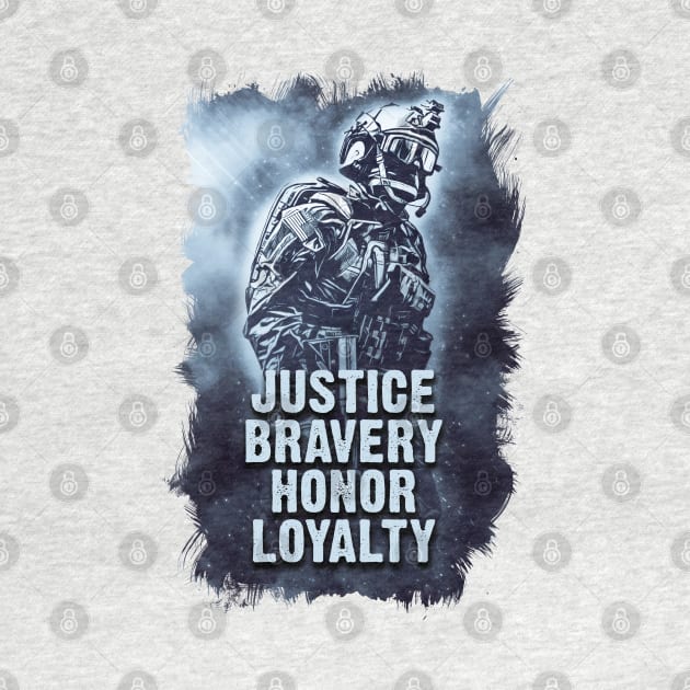 Justice Bravery Honor Loyalty by Naumovski